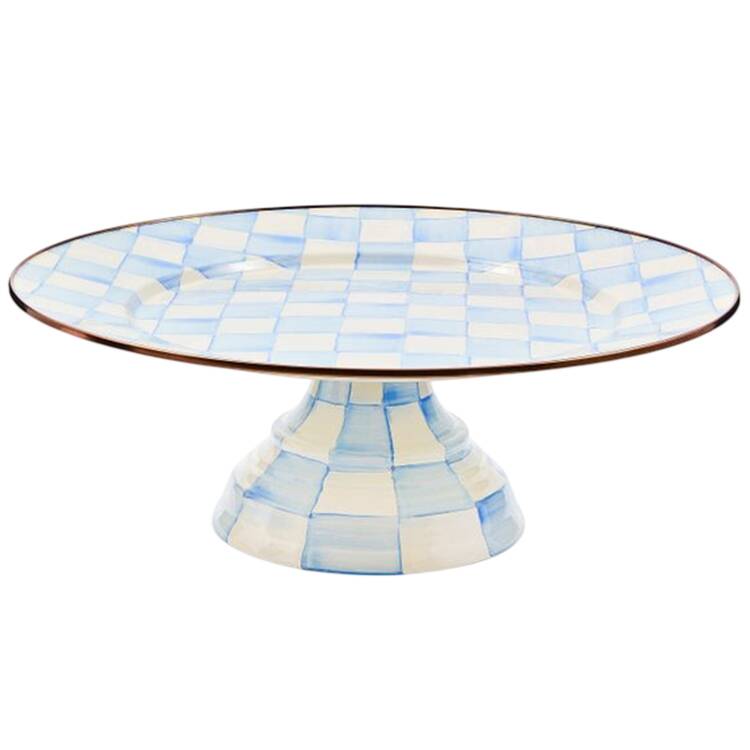Sky Check (Enamelware) 16" Diameter Pedistal Cake Stand