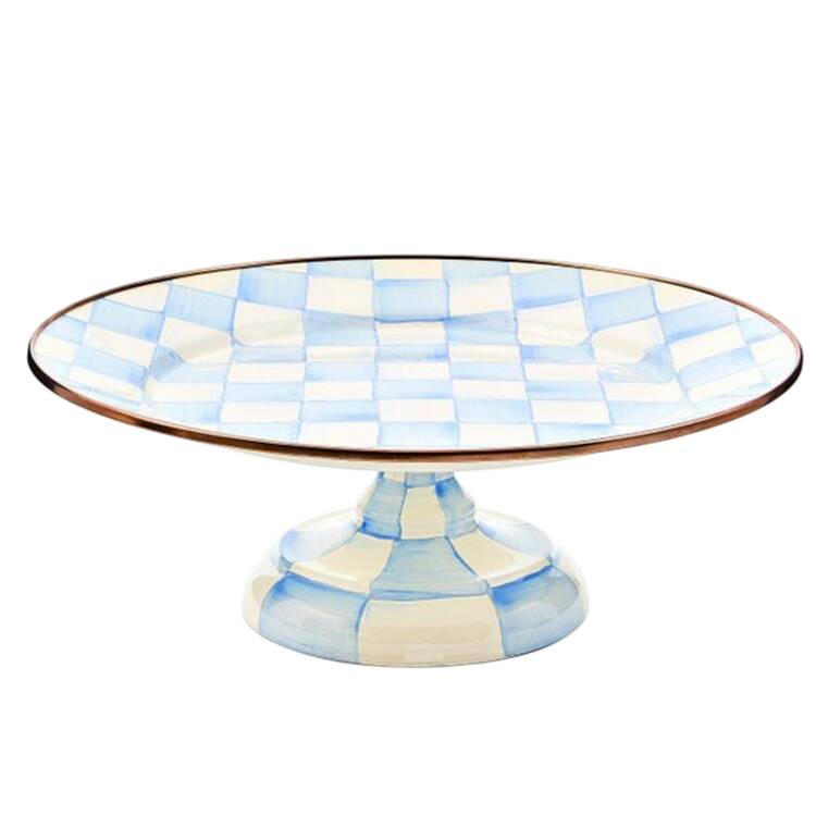 Sky Check (Enamelware) 12" Diameter Pedestal Cake Stand