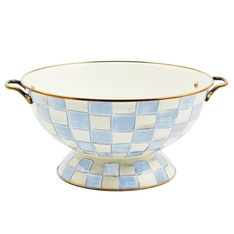 Sky Check (Enamelware) Footed Bowl