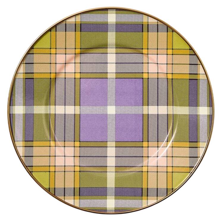 Tartan Violet (Enamelware) Salad/Dessert Plate