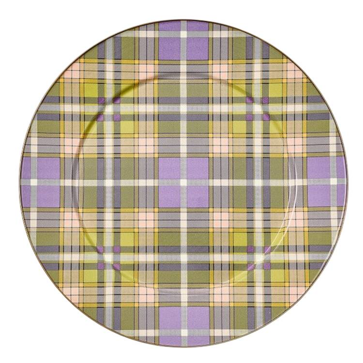 Tartan Violet (Enamelware) 16" Round Platter