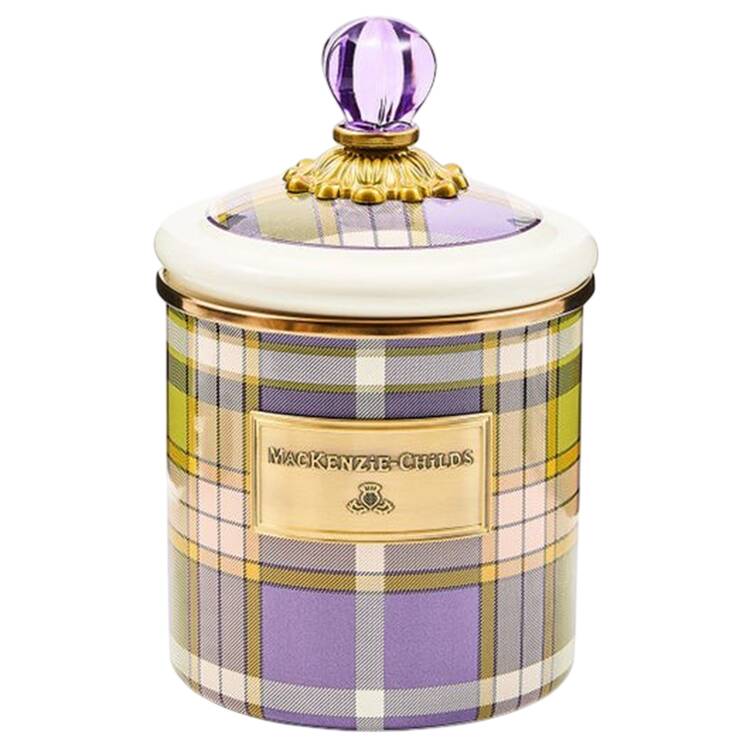Tartan Violet (Enamelware) Small Canister & Lid