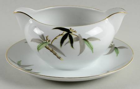 Black Bamboo Gravy Boat with Attached Underplate