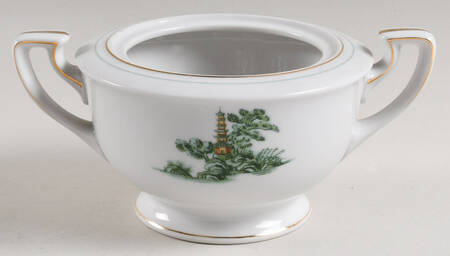 Green Willow Sugar Bowl No Lid