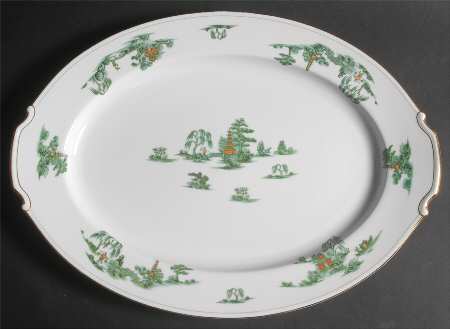 Green Willow 17" Oval Serving Platter