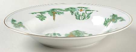 Green Willow Rim Soup Bowl