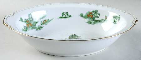 Green Willow 11" Oval Vegetable Bowl