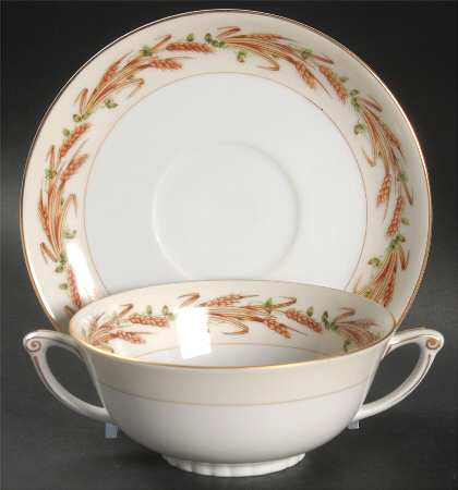 Harvest Footed Cream Soup Bowl & Saucer Set