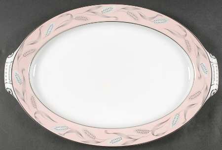 Pink Wheat 17" Oval Serving Platter