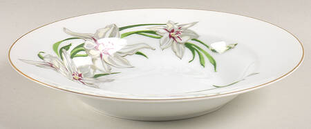 White Lily Rim Soup Bowl