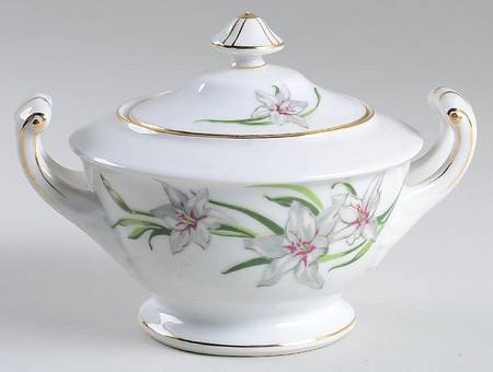 White Lily Sugar Bowl & Lid
