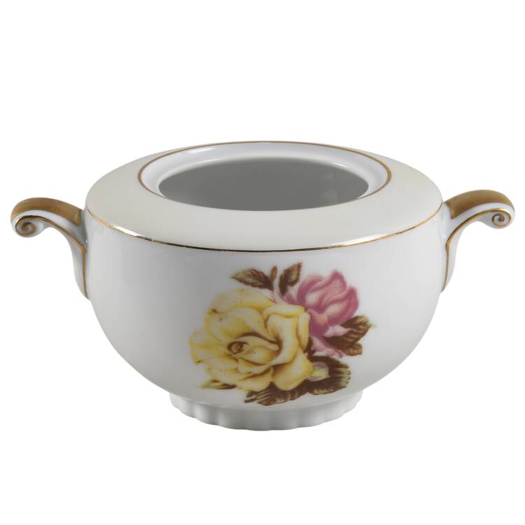 Yellow Rose Sugar Bowl No Lid