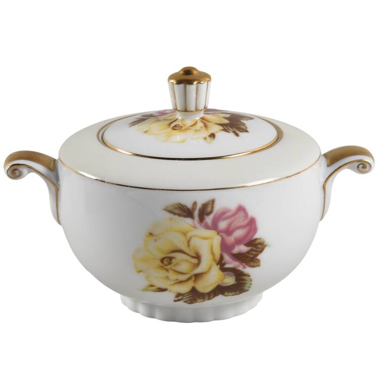 Yellow Rose Sugar Bowl & Lid