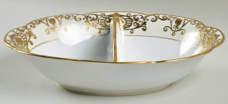175 10" Oval Divided Vegetable Bowl