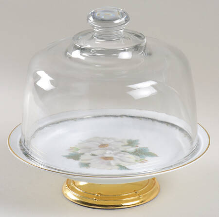 5029 6 1/2"-7 1/2" Footed Cheese Plate w/ Glass Dome HC