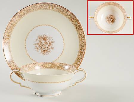 Adelpha Footed Cream Soup Bowl & Saucer Set