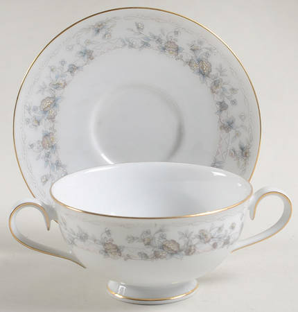 Adoration Footed Cream Soup Bowl & Cup Saucer Set