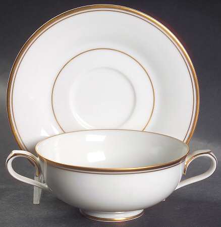 Allison Footed Cream Soup Bowl & Cup Saucer Set