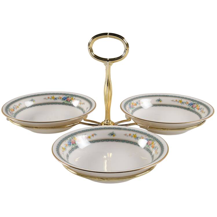 Amenity 7" x 12" 3-Part Relish & Metal Stand (FR) HC