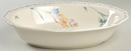 American Flowers 11" Oval Vegetable Bowl