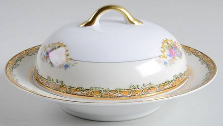 Andalia Round Covered Butter with Strainer