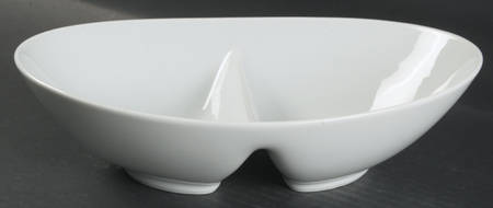 Angela White 10" Oval Divided Vegetable Bowl