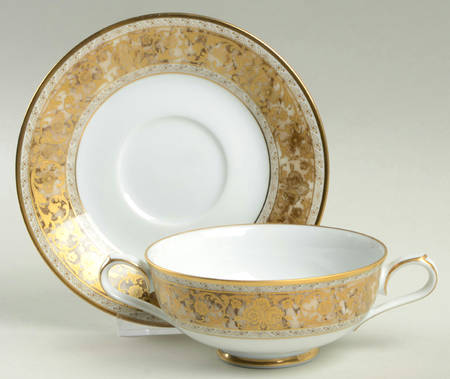 Anniversary Footed Cream Soup Bowl & Cup Saucer Set