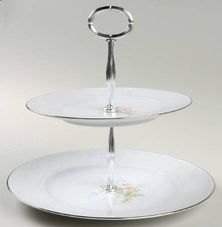 Anticipation 6 5/8"-10"  2 Tiered Serving Tray (Dp, Sp) HC