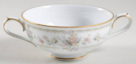 Applique Footed Cream Soup Bowl