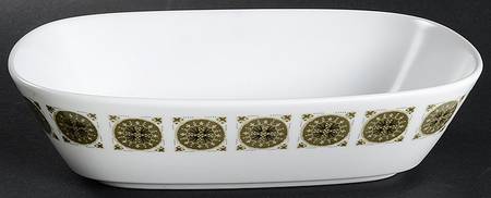 Arabesque Dark Green 9" Oval Vegetable Bowl