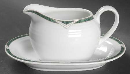 Arctic Green Gravy Boat & Underplate (Relish/Butter)