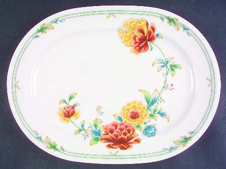 Asian Bouquet 13" Oval Serving Platter
