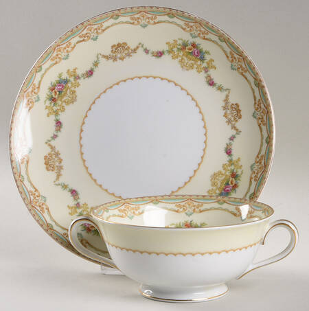 Ashley Footed Cream Soup Bowl & Saucer Set