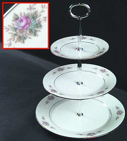Astor Rose 13 7/8"-14 1/4" 3-Tiered Serving Tray(DP,SP,BB) HC