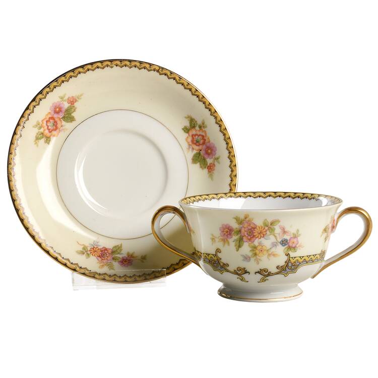 Aubery Footed Bouillon Cup & Saucer