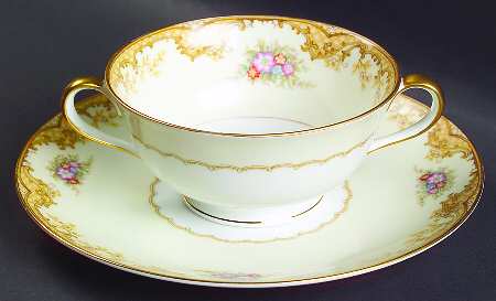 Aurora Footed Cream Soup Bowl & Saucer Set