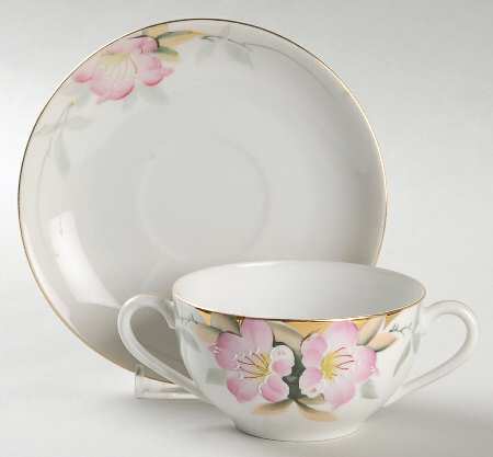 Azalea Flat Bouillon Cup & Saucer by Noritake