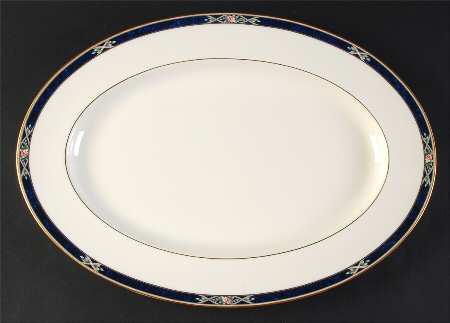 Azure Garden 16" Oval Serving Platter