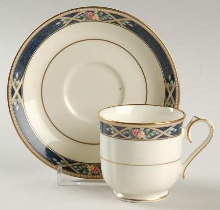 Azure Garden Footed Demitasse Cup & Saucer Set