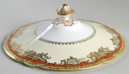 Babylon Orange and Gold Border Lid for Round Vegetable