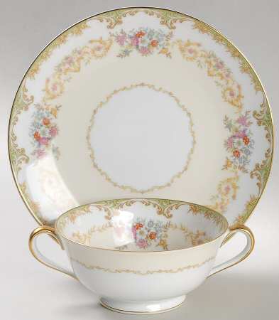 Bayard Footed Cream Soup Bowl & Saucer Set