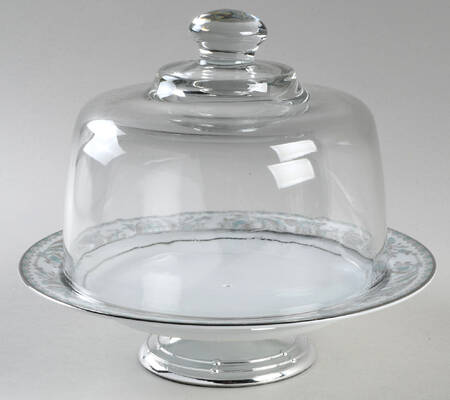 Belmont 6 1/2"-7 1/2" Footed Cheese Plate w/ Glass Dome HC