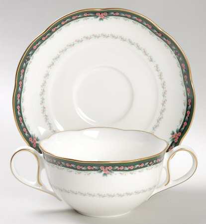 Belcourt Flat Cream Soup Bowl & Cup Saucer Set