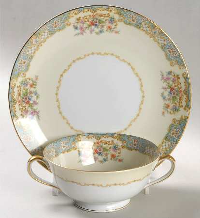 Berenda Footed Cream Soup Bowl & Saucer Set