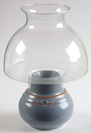 Blue Adobe Hurricane Lamp & Globe
