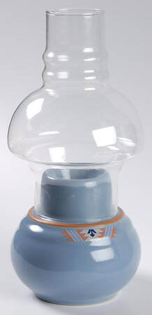 Blue Adobe Hurricane Lamp & Globe