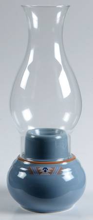 Blue Adobe Hurricane Lamp & Globe