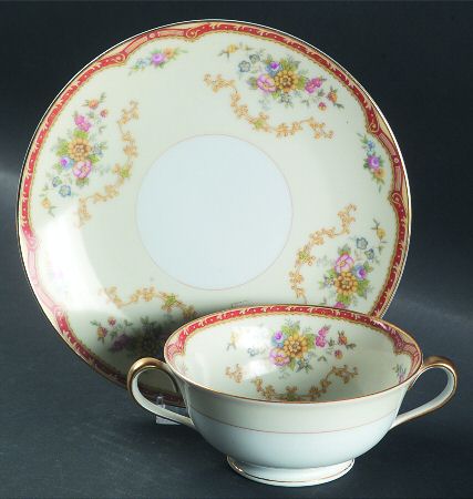 Blakely (No #) Footed Cream Soup Bowl & Saucer Set
