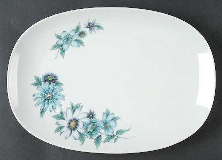 Blue Bouquet 13" Oval Serving Platter