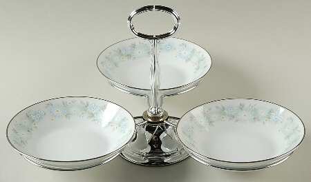 Blue Charm 7" x 12" 3-Part Relish & Metal Stand (FR) HC